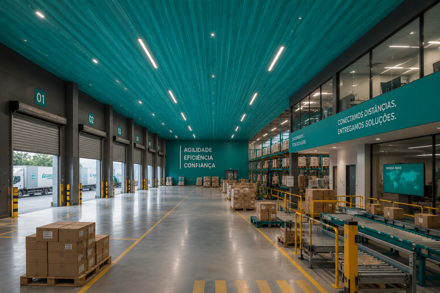 Centro logístico com forro e operação de estoque
